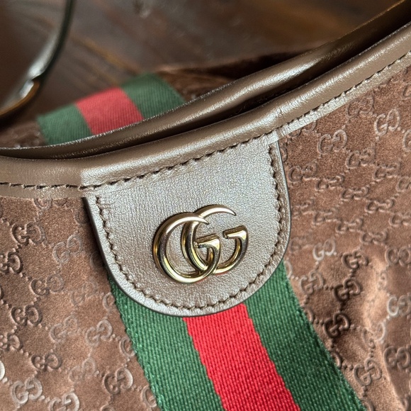 5th AVENUE EXCLUSIVE! Limited Edition Gucci Giglio Brown Suede Large Tote Bag - Picture 4 of 9